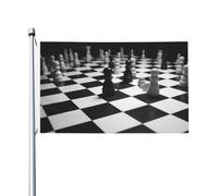 Bandiere da giardino a doppia faccia da 3 x 1,5 m bandiera da cortile esterno/interno bandiera brezza nera bianca scacchiera scacchiera benvenuto banner per giardino casa vacanza decorazione casa