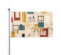 Bandiere da giardino a doppia faccia da 3 x 1,5 m bandiera da cortile esterno/interno bandiera brezza metà secolo moderno banner da cortile di benvenuto per giardino casa vacanza decorazione casa
