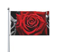 Bandiere da giardino a doppia faccia da 3 x 1,5 m bandiera da cortile esterno/interno bandiera brezza rose nere bianche e rosse banner per giardino casa vacanza decorazione giardino bandiera
