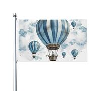 Bandiere da giardino a doppia faccia da 3 x 1,5 m bandiera da cortile esterno/interno bandiera brezza blu mongolfiera di benvenuto banner per giardino casa vacanza decorazione casa bandiera giardino