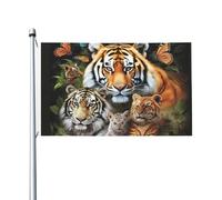 Bandiere da giardino a doppia faccia da 3 x 1,5 m bandiera da cortile esterno/interno bandiera brezza leone tigre leopardo e farfalla banner per giardino casa vacanza decorazione giardino bandiera