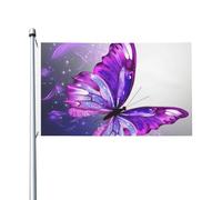 Bandiere da giardino a doppia faccia da 3 x 1,5 m bandiera da cortile esterno/interno bandiera brezza viola farfalla benvenuto banner per giardino casa vacanza decorazione giardino bandiera