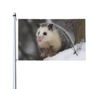 Bandiere da giardino a doppia faccia da 3 x 1,5 m bandiera da cortile esterno/interno bandiera brezza opossum nella neve banner per giardino casa vacanza decorazione giardino bandiera
