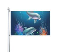 Bandiere da giardino a doppia faccia da 3 x 1,5 m bandiera da cortile esterno/interno bandiera brezza delfino e pesce benvenuto banner per giardino casa vacanza decorazione casa bandiera giardino