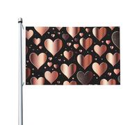 Bandiere da giardino a doppia faccia da 3 x 1,5 m bandiera da cortile esterno/interno bandiera brezza oro rosa amore cuore benvenuto banner da cortile per giardino casa vacanza decorazione casa
