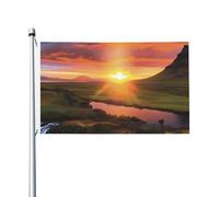 Bandiere da giardino a doppia faccia da 3 x 1,5 m bandiera da cortile esterno/interno bandiera brezza Islanda tramonto benvenuto banner per giardino casa vacanza decorazione casa bandiera giardino