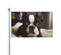 Bandiere da giardino a doppia faccia da 3 x 1,5 m bandiera da cortile esterno/interno bandiera brezza carino Boston Terrier Benvenuto Yard Banner per giardino Casa Vacanze Decorazione per la casa