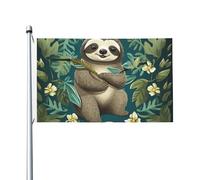 Bandiere da giardino a doppia faccia da 3 x 1,5 m bandiera da cortile per esterni/interni Bandiera della brezza adorabile bradipo benvenuto banner per giardino casa vacanza decorazione della casa