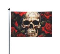 Bandiere da giardino a doppia faccia da 3 x 1,5 m, bandiera per esterni/interni Brezza bandiera teschio rosa-rosso benvenuto banner per giardino casa vacanza decorazione casa bandiera giardino