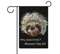 Bandiere da giardino a doppia faccia per esterni Professor Einstein Sloth 18,5 pollici * 12,6 pollici per le festività, decorazione stagionale da giardino per esterni