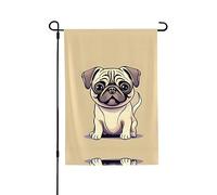 Bandiere da giardino a doppio lato, motivo carlino e cucciolo, per esterni, 71,1 x 101,6 cm, per ornamenti da prato