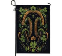 Bandiere da giardino a ferro di cavallo per il giorno di San Patrizio, 30,5 x 45,7 cm, double face, per decorazione esterna, bandiera in tela estetica vintage con trifoglio, piccola bandiera da