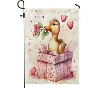 Bandiere da giardino a forma di anatra, 30,5 x 45,7 cm, double face, per esterni, decorazione per esterni, regalo divertente per San Valentino, bandiera per casa, animali da esterno, piccola bandiera