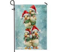 Bandiere da giardino a forma di anatra di Natale, 30,5 x 45,7 cm, double face, per esterni, decorazione per esterni, motivo ad acquerello, bandiera per casa, animali da esterno, piccola bandiera per