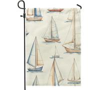 Bandiere da giardino a forma di barca a vela senza cuciture, 30,5 x 45,7 cm, double face, decorazione esterna, divertente bandiera nautica per la casa, in tela, strana barca all'aperto, piccola