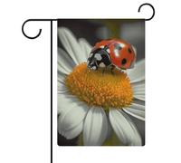 Bandiere da giardino a forma di coccinella, margherite, 30,5 x 45,7 cm, double face, bandiera estiva da giardino, decorazioni stagionali per le vacanze
