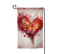 Bandiere da giardino a forma di cuore astratto verticale su entrambi i lati, 30,5 x 45,7 cm, bandiera stagionale primaverile estate per vacanze, fattoria, cortile, decorazione da appendere all'aperto