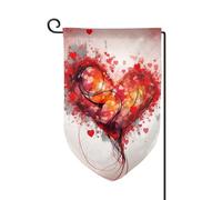 Bandiere da giardino a forma di cuore astratto verticale su entrambi i lati, 30,5 x 45,7 cm, bandiera stagionale primaverile estate per vacanze, fattoria, cortile, decorazione da appendere all'aperto