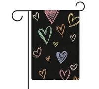 Bandiere da giardino a forma di cuore semplici bandiere da giardino stagionali in iuta double face per casa cortile esterno 30,5 x 45,7 cm