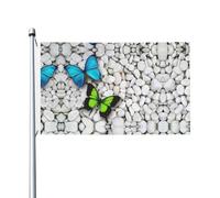 Bandiere da giardino a forma di farfalla blu verde e pietra. Bandiere decorative su entrambi i lati, adatte per prati, balconi, portici, ecc.