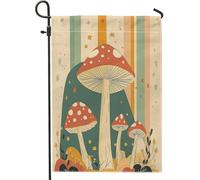 Bandiere da giardino a forma di fungo funky Groovy, 30,5 x 45,7 cm, double face, decorazione per esterni, motivo vintage retrò, bandiera per casa, giardino, giardino