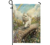 Bandiere da giardino a forma di gatto persiano primaverile, 30,5 x 45,7 cm, double face, per esterni, decorazione per esterni, per giardino, gattino, cortile, tela, per casa, giardino, giardino