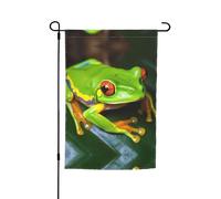 Bandiere da giardino a forma di rana verde occhio giallo per esterni su entrambi i lati, 30 x 45,7 cm, piccole bandiere da giardino stagionali per decorazioni interne ed esterne