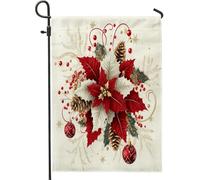 Bandiere da giardino a forma di stella di Natale, 30,5 x 45,7 cm, double face, per decorazione esterna, palline di buon Natale, bandiera in tela per cortile, festa di Capodanno all'aperto piccola