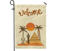 Bandiere da giardino a piramide del deserto occidentale 30,5 x 45,7 cm per esterni, bandiere estetiche retrò in lino verticale standard sud-ovest per casa, cactus, cortile, cortile, prato, decorazione