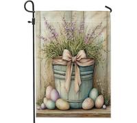 Bandiere da giardino a secchiello primaverile pasquale, 30,5 x 45,7 cm, double face, per decorazioni esterne, uova rustiche di campagna, bandiera per casa, fattoria, vacanze, esterni, piccola bandiera