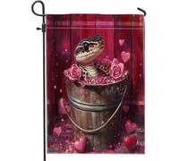 Bandiere da giardino a serpente carino 30,5 x 45,7 cm, double face per esterni, bandiere per San Valentino plaid rose cuore iuta prato, bandiere per cortile con animali per piccola casa decorazioni