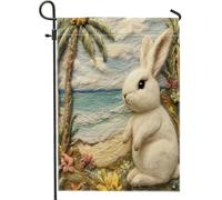 Bandiere da giardino a tema coniglio, 30,5 x 45,7 cm, double face, per esterni, palme da spiaggia hawaiane, bandiere standard per prato, cortile, piccola casa, decorazione per esterni