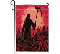 Bandiere da giardino a tema erbacce divertenti 12 x 18 su entrambi i lati per esterni, spaventose bandiere di marijuana per cortile anteriore cortile casa verticale, bandiere divertenti in iuta per