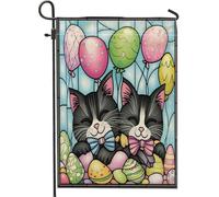 Bandiere da giardino a tema pasquale, 30,5 x 45,7 cm, double face, per decorazione esterna, uova in vetro colorato, bandiera in tela per cortile e giardino, divertente bandiera per animali domestici