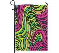 Bandiere da giardino alla moda, linea moderna, 30,5 x 45,7 cm, double face, decorative esterne, a righe colorate, in tela, bandiera per la casa, bandiera astratta a righe per esterni, piccola bandiera