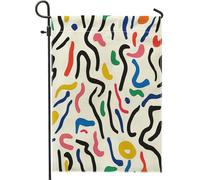 Bandiere da giardino alla moda, linea moderna, 30,5 x 45,7 cm, double face, decorazione esterna, stravagante, a righe, in tela, bandiera per la casa, bandiera astratta hippie per esterni, piccola