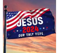 Bandiere Da Giardino American-Jesus 2024 Our Hope American Outdoor Bandiera Premium Bandiera Da Cortile Durevole Banner Giardino Per Interno Cortile Celebrazione 90X150 Cm