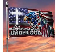 Bandiere Da Giardino American-One Nation Under God Eagle Bandiera Da Cortile Decorazione Banner Giardino Premium Outdoor Bandiera Per Prato Sport Giardino 90X150 Cm