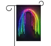 Bandiere da giardino arcobaleno neon primavera estate 12 x 18 double face per esterni, bandiere stagionali all'aperto e striscioni per patio, cortile, terrazza, veranda, giardino, terrazza, balcone