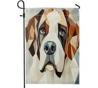 Bandiere da giardino astratte a blocchi di colore San Bernardo, 30,5 x 45,7 cm, double face, per esterni, decorazione per esterni, divertente motivo per cani e animali domestici, bandiera per la casa