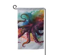 Bandiere da giardino astratte colorate a forma di polpo verticale su entrambi i lati, 30,5 x 45,7 cm, bandiera stagionale per primavera, estate, vacanze, fattoria, cortile, decorazione da appendere