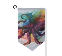 Bandiere da giardino astratte colorate a forma di polpo verticale su entrambi i lati, 30,5 x 45,7 cm, bandiera stagionale per primavera, estate, vacanze, fattoria, cortile, decorazione da appendere