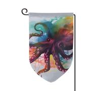 Bandiere da giardino astratte colorate a forma di polpo verticale su entrambi i lati, 30,5 x 45,7 cm, bandiera stagionale per primavera, estate, vacanze, fattoria, cortile, decorazione da appendere