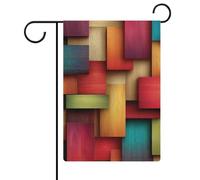 Bandiere da giardino astratte colorate in legno con assi di legno, per vacanze stagionali, su entrambi i lati, 30,5 x 45,7 cm