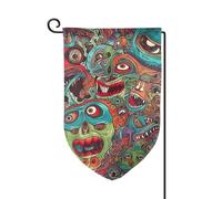 Bandiere da giardino astratte mostro verticale doppia faccia bandiera casa 30,5 x 45,7 cm primavera estate bandiera stagionale vacanza fattoria cortile decorazione da appendere all'aperto taglia unica