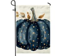 Bandiere Da Giardino Autumn Harvest Navy Blue Polka Dot Pumpkin Fall Bandiera Decorativa Durevole Pride Flag Resistente Dissolvenza Bandieradacortile Per Portico Celebrazioni Bar 30X45Cm