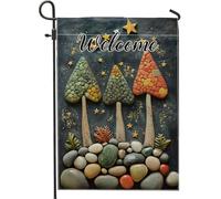 Bandiere Da Giardino Autumn Welcome Colorful Tree Stone Pride Flag Resistente Dissolvenza Bandiera Decorativa Resistente Intemperie Outdoor Bandiera Per Portico Celebrazioni Bar 30X45Cm