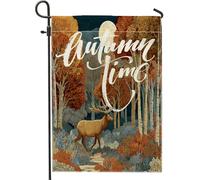 Bandiere da giardino autunnali con alce boschive, 30,5 x 45,7 cm, double face, per esterni, per l'autunno, estetica, con animali selvatici, bandiere verticali standard per casa, paesaggio, cortile