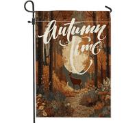 Bandiere da giardino autunnali con cervi boschi da 30,5 x 45,7 cm, double face, per esterni, per l'autunno, estetica, animali selvatici, bandiere verticali standard per casa, paesaggio, cortile