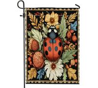 Bandiere da giardino autunnali con foglie d'acero, 30,5 x 45,7 cm, per esterni, con insetti estetici per l'autunno, bandiere verticali standard in lino per casa, divertenti bandiere retrò per cortile